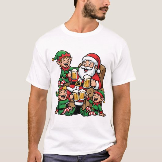 Santa’s Cheers: Elf Party Christmas Design T-shirt (Voorkant)