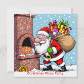 Santa’s Chimney Pizza Oven Christmas Gathering Kaart (Voorkant)