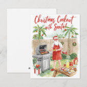 Santa’s Christmas Barbecue – Modern Watercolor Feestdagenkaart (Voorkant / Achterkant)