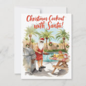 Santa’s Christmas Barbecue – Modern Watercolor Feestdagenkaart (Voorkant)
