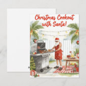 Santa’s Christmas Barbecue – Modern Watercolor Feestdagenkaart (Voorkant / Achterkant)