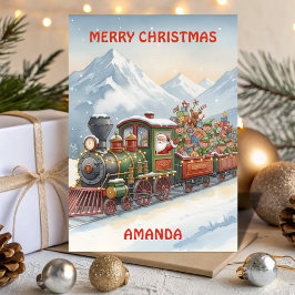 Santa’s Christmas Train Adventure Kids Card Feestdagen Kaart