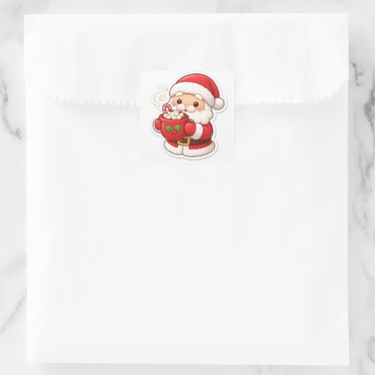 “Santa’s Coffee Break” – Cute Christmas Sticker (Tas)
