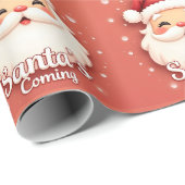 Santa’s Coming Cute Christmas Wrapping Paper Cadeaupapier (Rol Hoek)