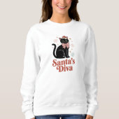 Santa’s Diva Cute Christmas Cat for Her Trui (Voorkant)
