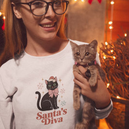 Santa’s Diva Cute Christmas Cat for Her Trui