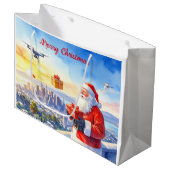 Santa’s Drone Delivery Working on Christmas Groot Cadeauzakje (Voorkant Gekanteld)