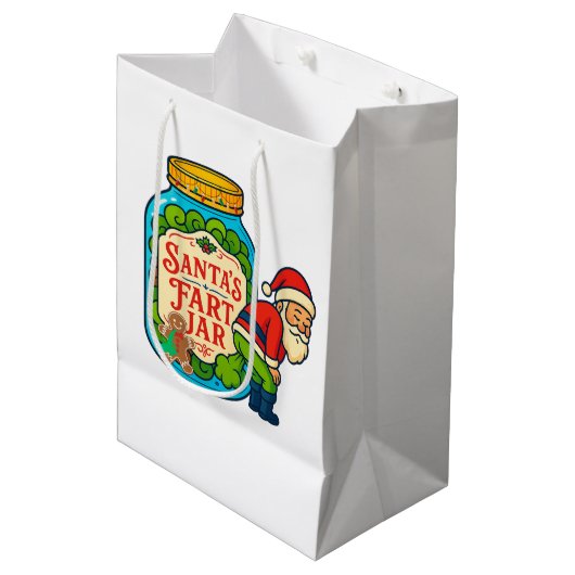 Santa’s Fart Jar Funny Christmas Medium Cadeauzakje (Voorkant Gekanteld)
