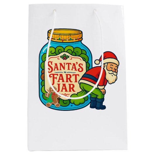 Santa’s Fart Jar Funny Christmas Medium Cadeauzakje (Voorkant)