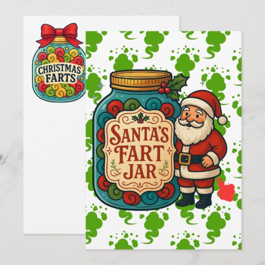 Santa’s Fart Jar Hilarious Christmas Feestdagenkaart (Voorkant / Achterkant)