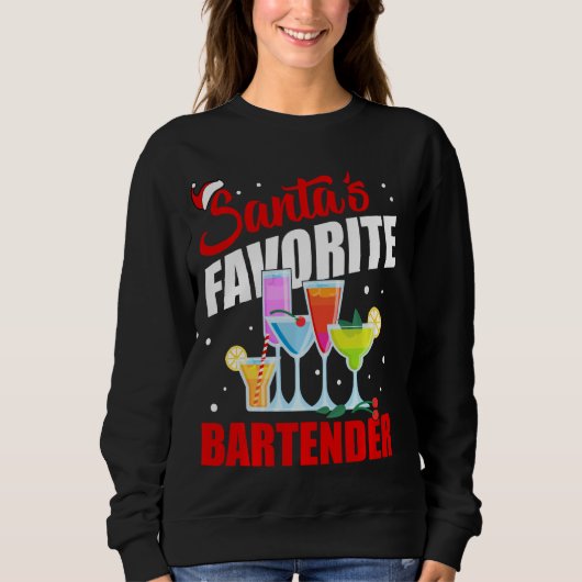 Santa S favoriete Bartender Funny Kerstmis Trui (Voorkant)