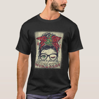 Santa s Favoriete Kantoor Personeel Messy Bun Xmas T-shirt