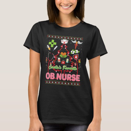 Santa S favoriete orkest kerstboom Stethosco T-shirt (Voorkant)