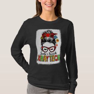 Santa S Favoriete Xray Tech Messy Bun Xray Kerstmi T-shirt