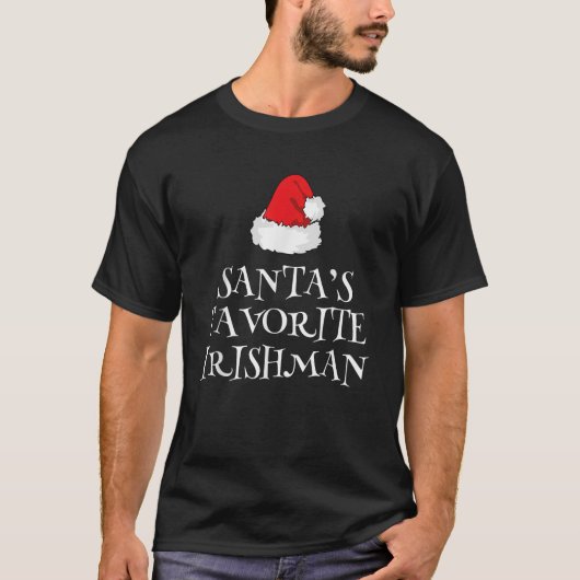 Santa s Favorite Irishman Funny Christmas Hat Iris T-shirt (Voorkant)