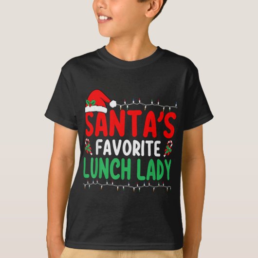 Santa S Favorite Lunch Lady Xmas Cafeteria Worker  T-shirt (Voorkant)