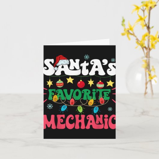 Santa S Favorite Mechanic Funny Santa Xmas Light C Kaart (Gele Bloem)