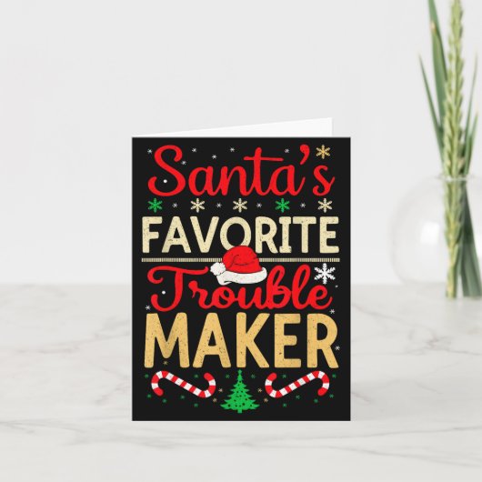 Santa’s Favorite Trouble Maker Funny Christmas  Kaart (Voorkant)