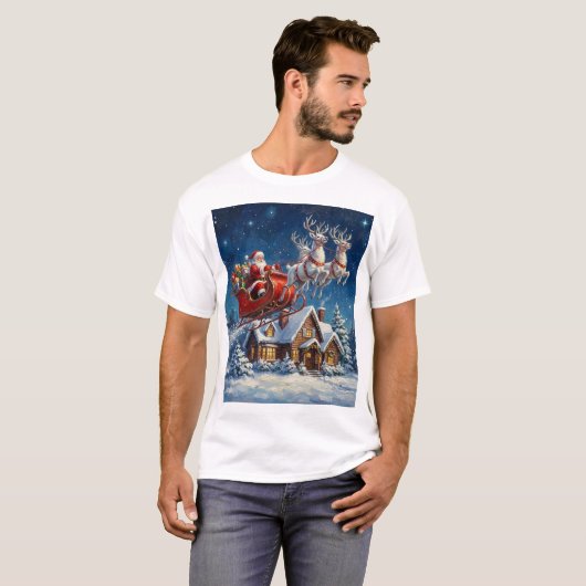 Santa’s Flight – A Starry Christmas Delivery T-shirt (Voorkant volledig)