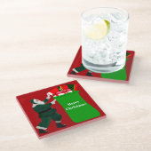 Santa’s Ginormous Sack Coaster Glazen Onderzetter (Schuin)