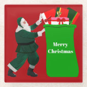 Santa’s Ginormous Sack Coaster Glazen Onderzetter (Voorkant)