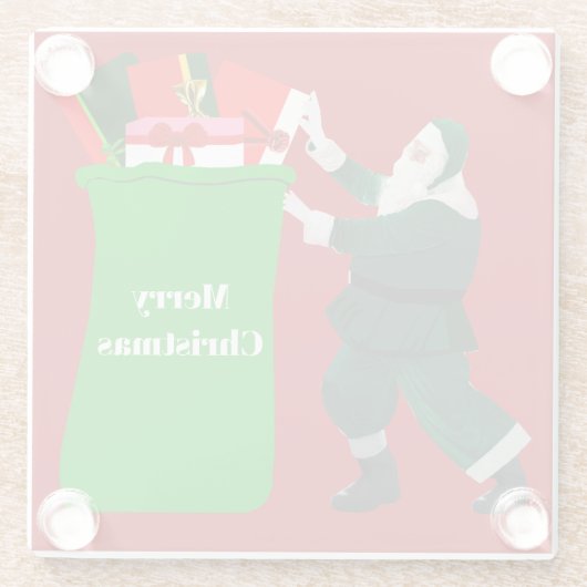 Santa’s Ginormous Sack Coaster Glazen Onderzetter (Achterkant)