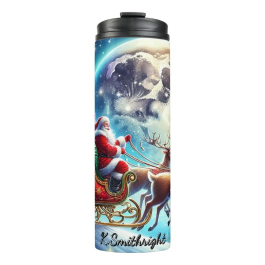 Santa’s Glow Over Winter Towns Thermosbeker (Voorkant)