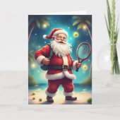 Santa’s Holiday Match – Tennis Christmas Card  Kaart (Voorkant)