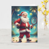 Santa’s Holiday Match – Tennis Christmas Card  Kaart (Gele Bloem)