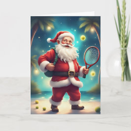 Santa’s Holiday Match – Tennis Christmas Card Kaart