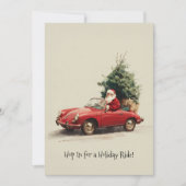 Santa’s Joyride in Red Convertible Feestdagenkaart (Voorkant)