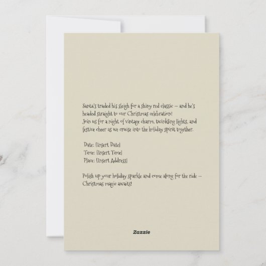 Santa’s Joyride in Red Convertible Feestdagenkaart (Achterkant)