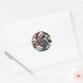Santa’s Little African Grey Helper  Ronde Sticker (Envelop)