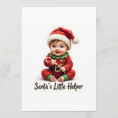Santa’s Little Helper Invitation – Cute Baby  Kaart (Achterkant)