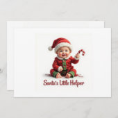 Santa’s Little Helper Invitation – Cute Baby  Kaart (Voorkant / Achterkant)