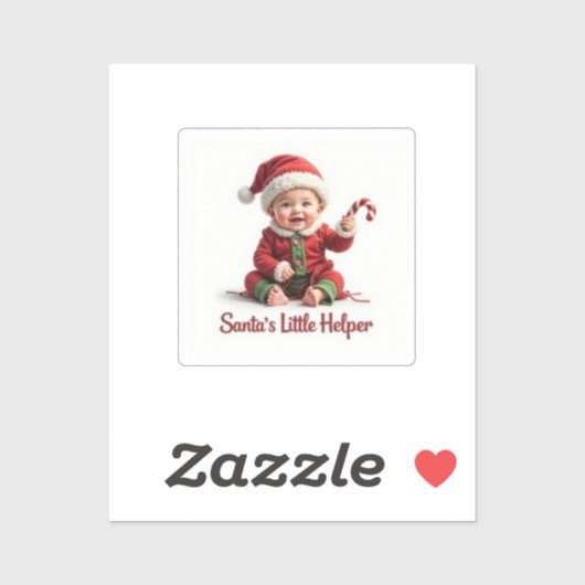 Santa’s Little Helper Sticker –Cute Christmas Baby (Vel)