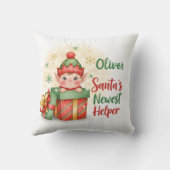Santa’s Newest Helper Christmas Cute Elf Gift Box Kussen (Achterkant)