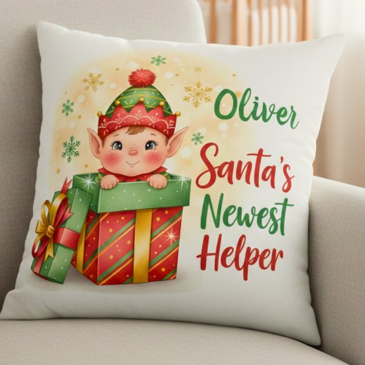 Santa’s Newest Helper Christmas Cute Elf Gift Box Kussen