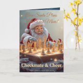 Santa’s Next Move – Funny Chess Christmas Greeting Kaart (Gele Bloem)