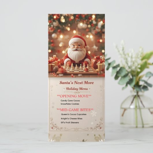 Santa’s Next Move – Funny Chess Christmas Menu Car (Staand voorkant)