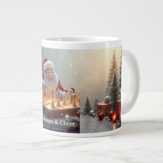 Santa’s Next Move – Funny Chess Christmas Mug for Grote Koffiekop (Voorkant rechts)