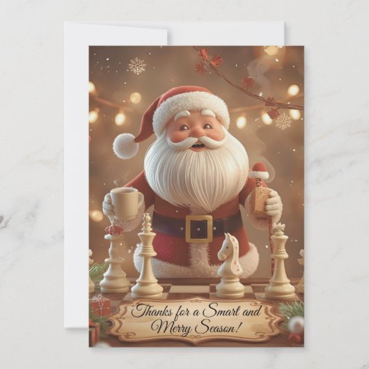 Santa’s Next Move – Funny Chess Christmas Thank Yo Bedankkaart (Voorkant)