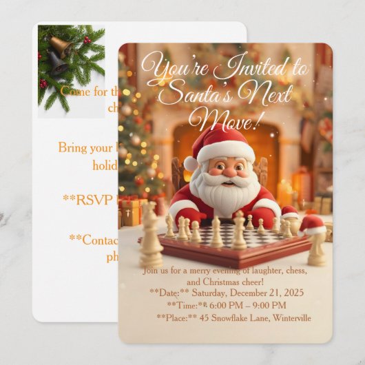 Santa’s Next Move – Funny Christmas Chess Party In Kaart (Voorkant / Achterkant)