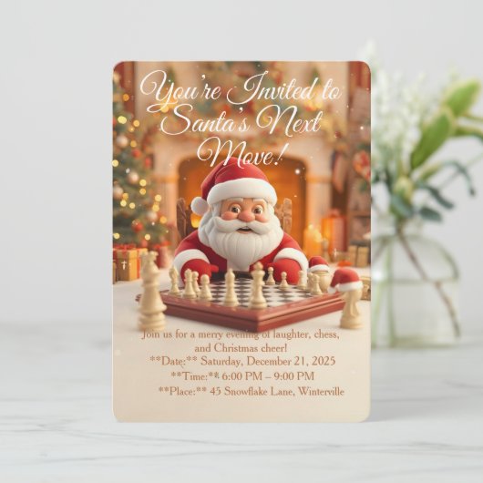 Santa’s Next Move – Funny Christmas Chess Party In Kaart (Staand voorkant)