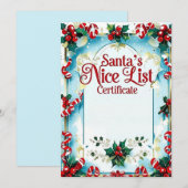 Santa’s Nice Lijst Certificaat voor Jongens Kaart (Voorkant / Achterkant)