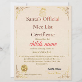 Santa’s Nice List Certificate   Briefhoofd