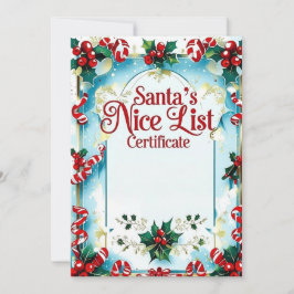 Santa’s Nice List Certificate for Boys Kaart