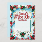 Santa’s Nice List Certificate for Boys Kaart (Voorkant / Achterkant)