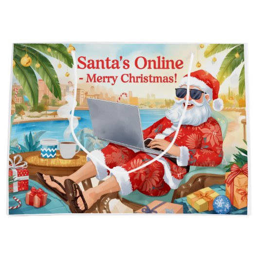 Santa’s Online Computer Lovers Merry Christmas! Groot Cadeauzakje (Voorkant)