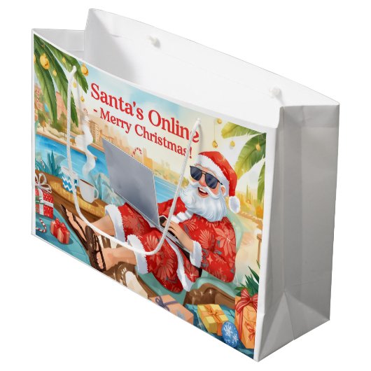 Santa’s Online Computer Lovers Merry Christmas! Groot Cadeauzakje (Voorkant Gekanteld)